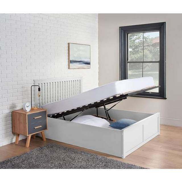 Home Treats King Size White Wooden Ottoman Bed