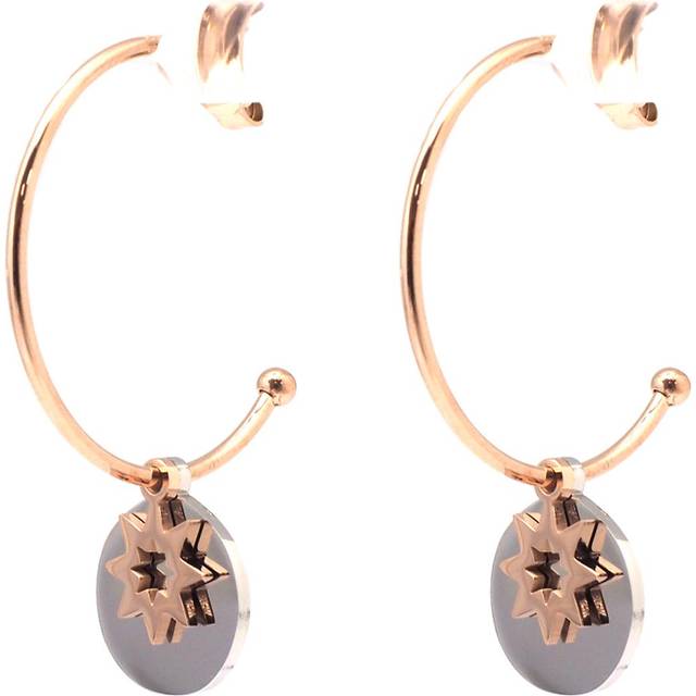 Les Trésors De Lily [Q5059] - Creole steel designer 'A Star is Born' rose gold gray - 25 mm- 12 mm