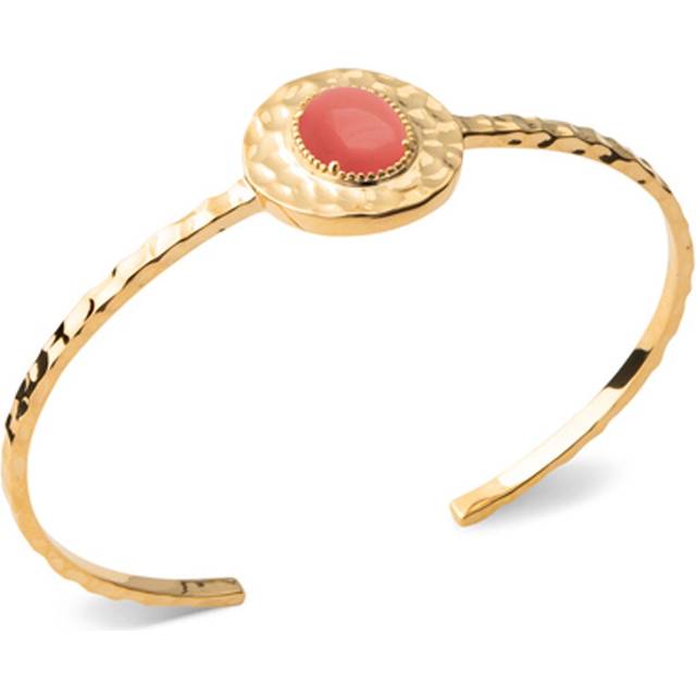 Les Trésors De Lily [Q8462] - Gold Plated Bracelet 'Cleopatra' golden coral - 58 mm 18 mm orange