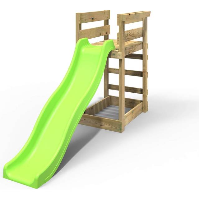 Rebo - Add-on Wooden Platform with 6FT Slide for Wooden Garden Swing Sets - Light Green
