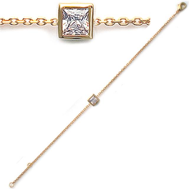 Les Trésors De Lily [G1240] - Guldpläterat armband 'Essentiel' vitguld - 7x7 mm gyllene