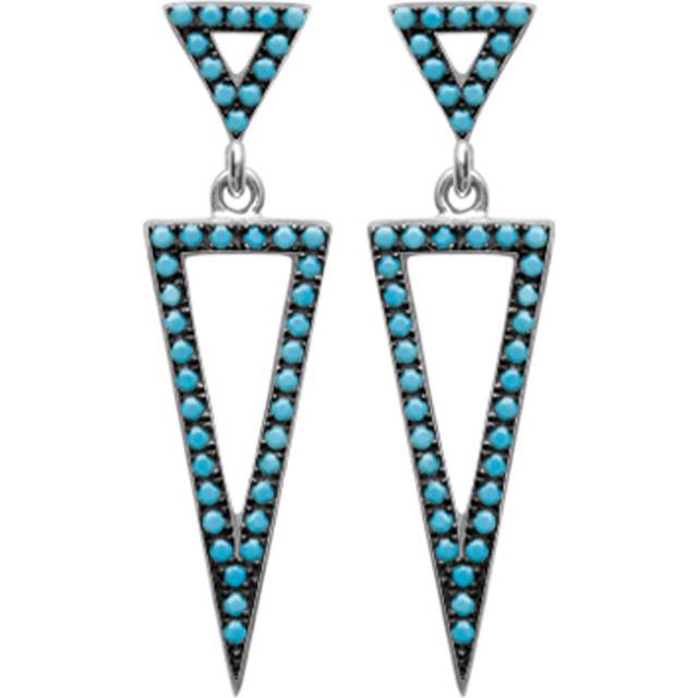 Les Trésors De Lily [N6997] - Turquoise 'Navajo' Silver Earrings (rhodium plated) - 30x7 mm silver