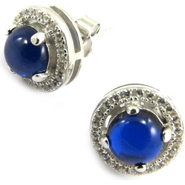 Les Trésors De Lily [L3730] - Silver 'Sissi' white sapphire earrings blue