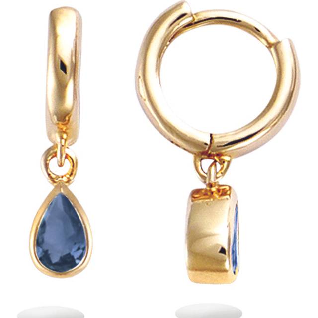 Les Trésors De Lily [R5145] - Gold Plated Hoop Earrings 'Sissi' golden sapphire blue - 8 mm- 6x4 mm blue