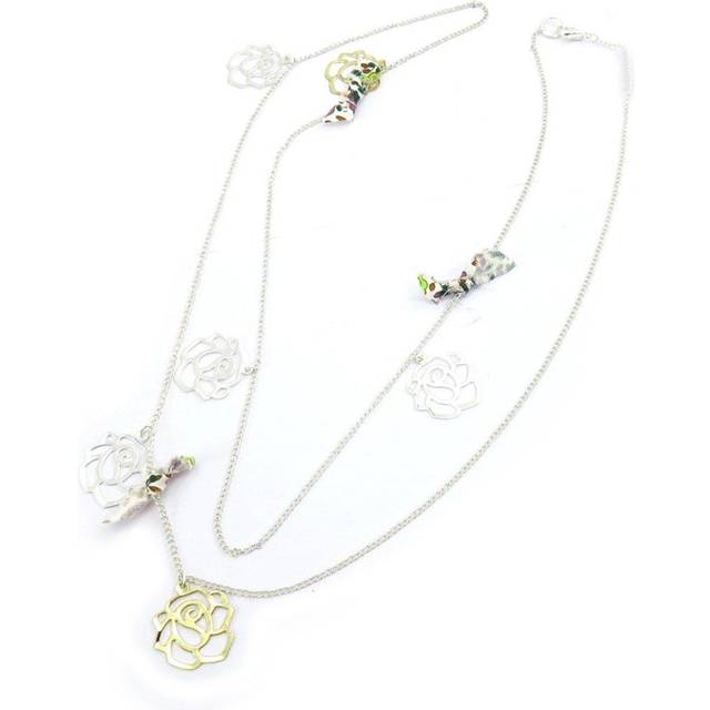Les Trésors De Lily [K0978] - Silver Gold 'Rosa Romantica' Designer Necklace gold
