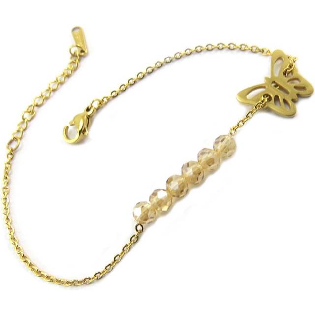 Les Trésors De Lily [P4888] - Golden amber 'Butterfly' steel bracelet - 13x10 mm gold