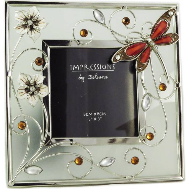 Les Trésors De Lily [A0696] - Photo Frame 'Silk Dragonfly' silver brown - 15x15 cm (picture 7. 5x7. 5 cm). brown