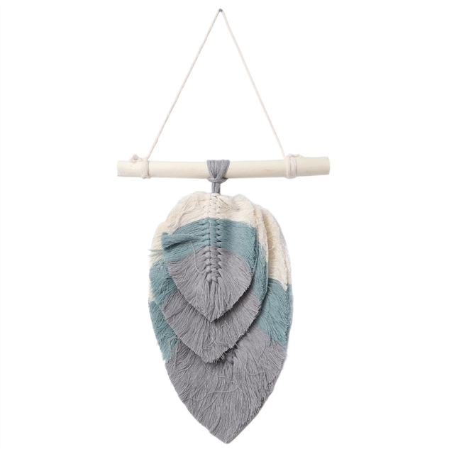 moresk-Multicolor Leaf Shaped Macrame Wall Hanging Cotton Weaving Handmade Wall Decor for Bedroom Home Decoration C