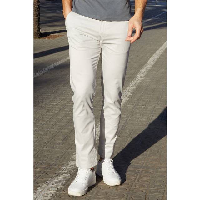 Threadbare Regular Fit Chino Trousers - Off White