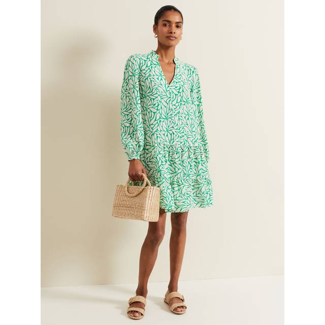 Phase Eight Women's Penele Leaf Print Swing Dress - Green - 14