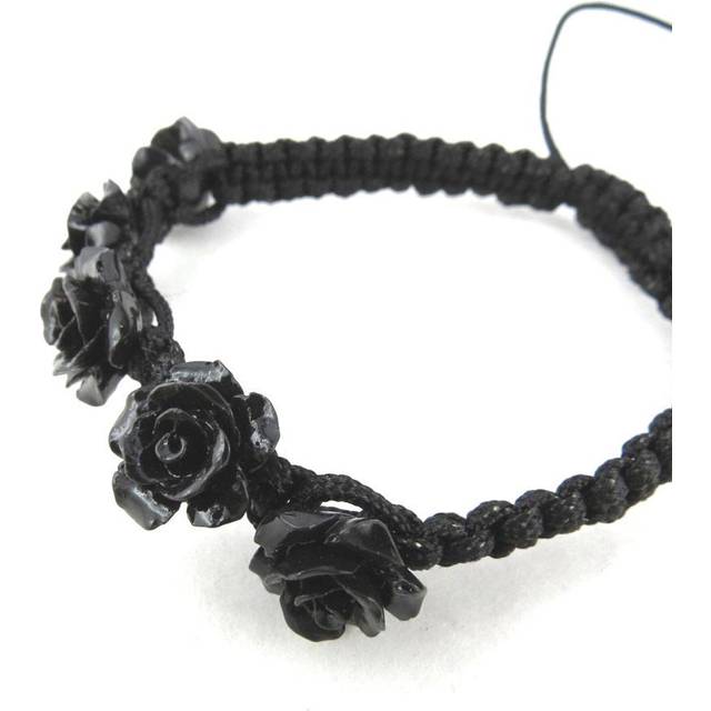 Les Trésors De Lily [N0246] - Black 'Rosa Romantica' shamballa bracelet black