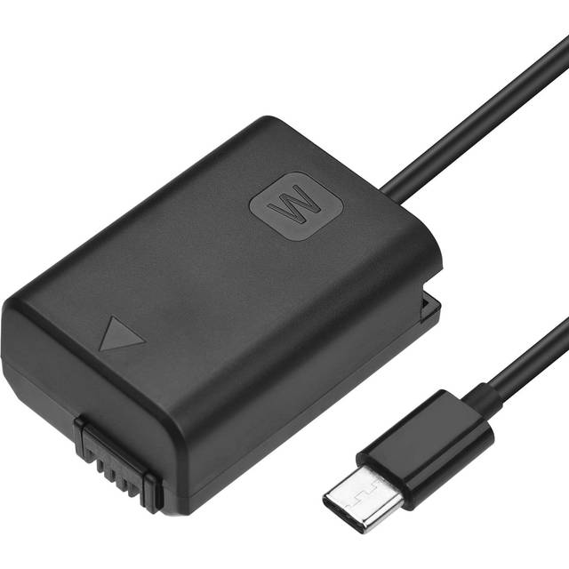 Andoer DC Coupler Dummy Battery and USB-C Type-C AC Converter Power Adapter Cable for NP-FW50 black
