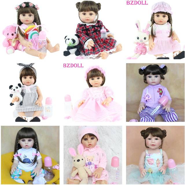 BZDOLL 48cm Full Body Silicone Reborn Baby Doll Alive Girl 19 Inch Vinyl Bebe Newborn Lovely Birthday Gift Kid Bathe Play House Toy Girl-8