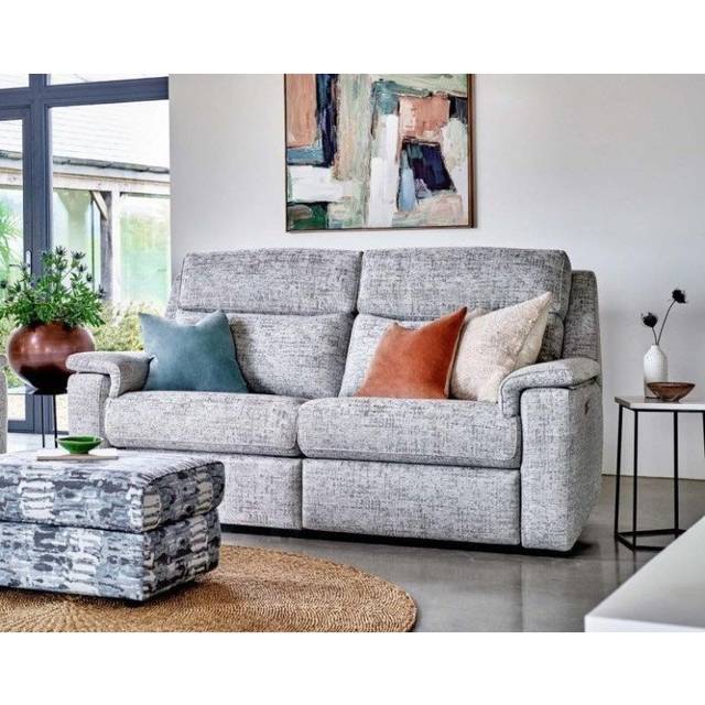 G Plan Ellis 2 Seater Recliner Sofa - Small - Electric with Headrest and Lumbar Support - Leather Grade N