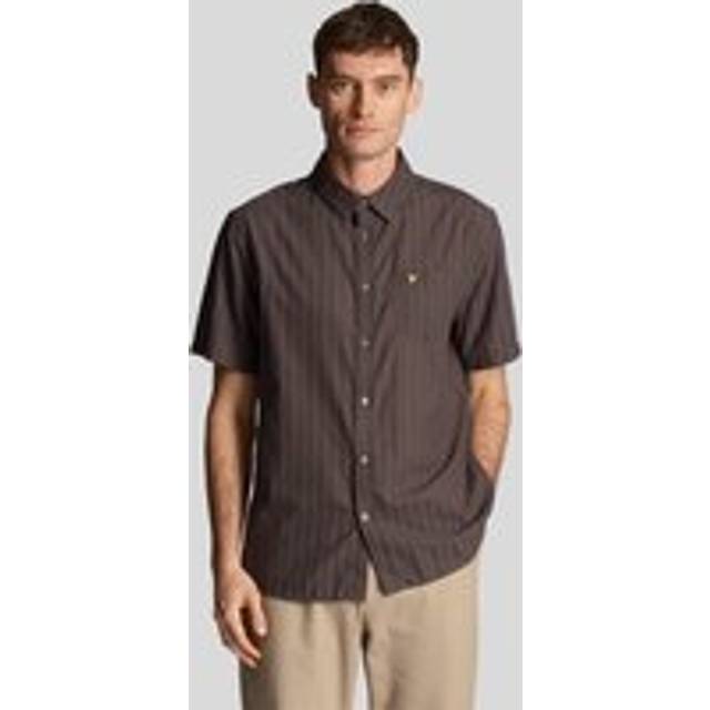 Men's lyle and scott textured stripe short sleeve shirt in grey