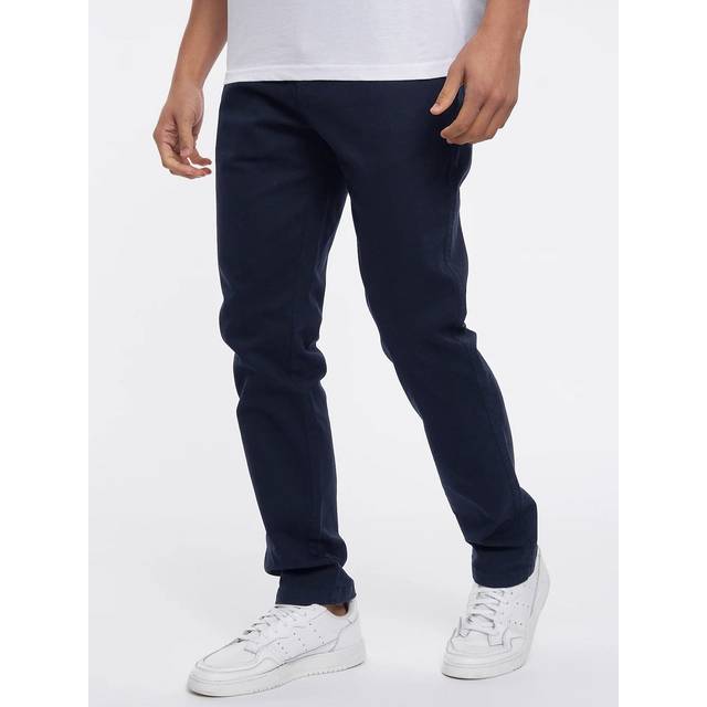 (Navy, 30Wx31L) Mens Crosshatch Stretch Chinos Casual Work Jeans