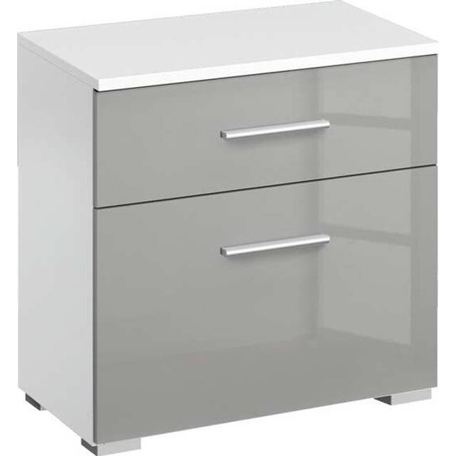 Stuttgart Soft Grey/Alpine White 2 Drawer Bedside Table