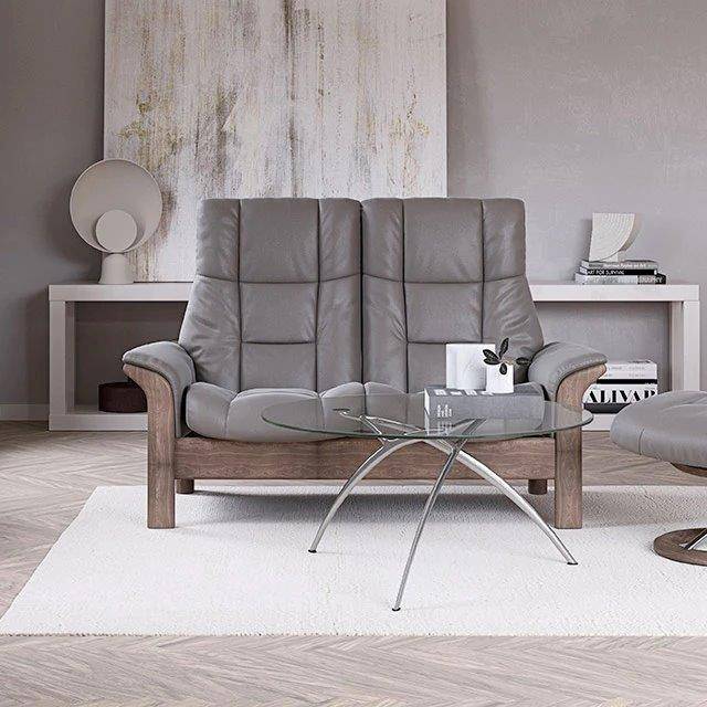 Stressless Quickship Windsor 2 Seater High Back Recliner Sofa - 2 Seater - Paloma Silver Grey/Grey