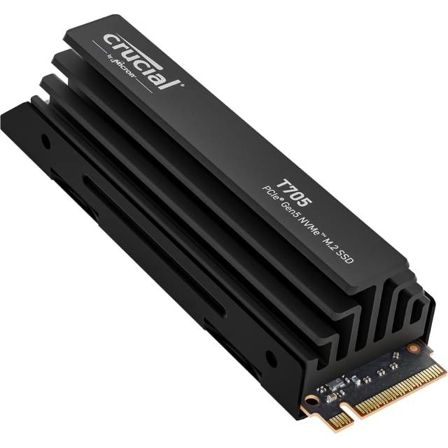 Crucial T705 2TB PCIe Gen5 NVMe M.2 Intern Gaming SSD med Premium Kylfläns, Upp till 14.500MB/s, PCIe 4.0 kompatibel, Microsoft DirectStorage, Solid State Drive - CT2000T705SSD5