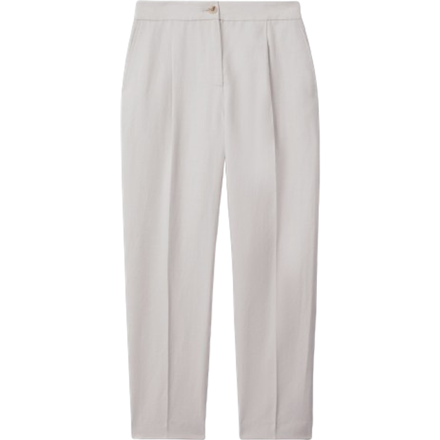 Reiss Womens Light Grey Farrah Tapered-leg Mid-rise Woven Trousers 14 - LIGHT GREY