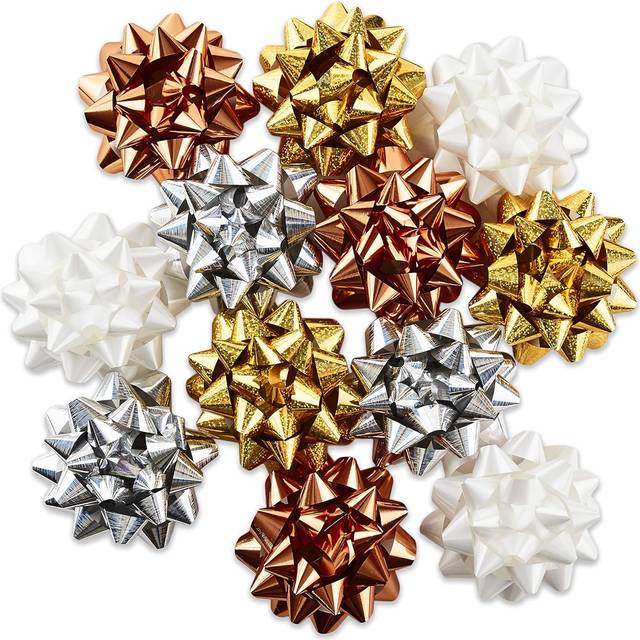 Hallmark Gift Bow Assortment  12 Count (Gold  Silver  Bronze  White) for Birthdays  Mother's Day  Weddings  Bridal Showers  Any Occasion