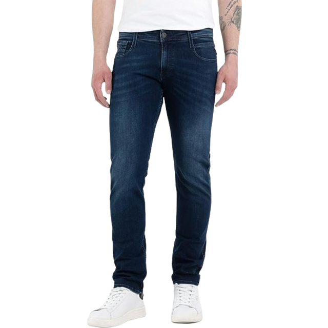 Replay herr Jeans Anbass Powerstretch Denim, 0073 Mörkblå, 40W / 36L