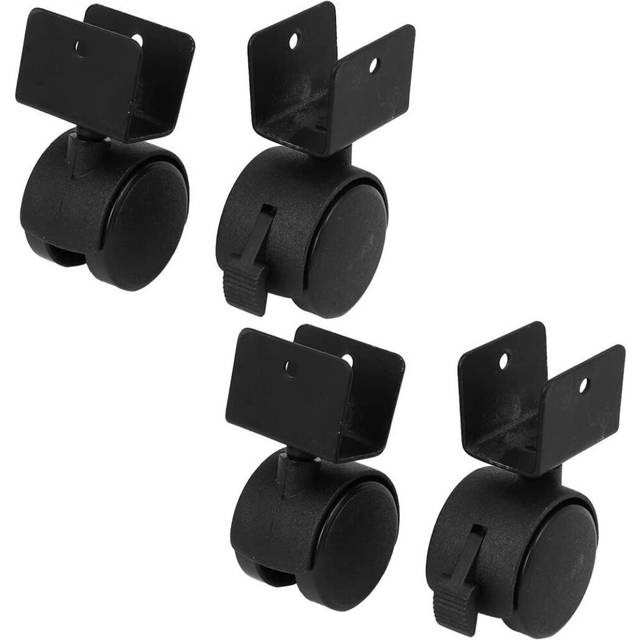 "sourcingmap 1.6"" Dia Wheel U-Clamp Top Rotatable Universal Swivel Brake Caster Black 4pcss"