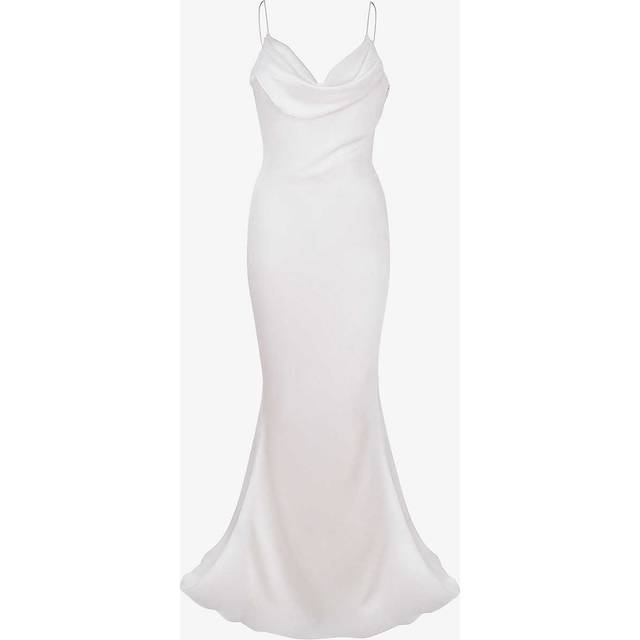 House of Cb Womens Ivory Aurelie Cowl-neck Satin-texture Bridal Gown 14/16 - IVORY
