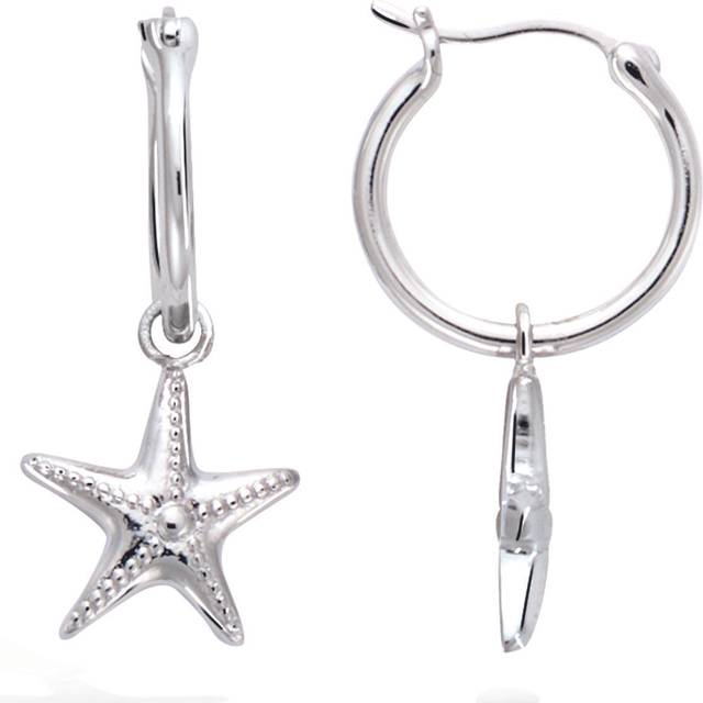 Les Trésors De Lily [R1721] - Silver 'Starfish' hoop earrings (rhodium) - 15mm-12mm
