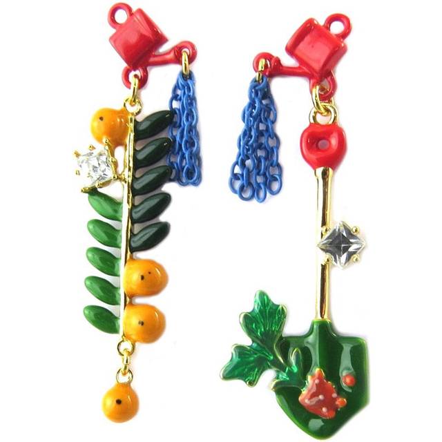 Les Trésors De Lily [P2040] - Handmade earrings 'Wonderful World' (Garden of Happiness) multicolored gold - 50x15 mm multicolour
