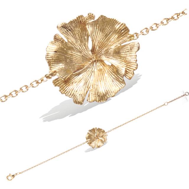 Les Trésors De Lily [R5193] - 'Ginkgo Biloba' guldpläterat armband - 18 mm gyllene