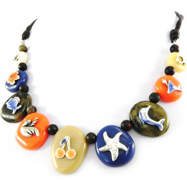 Les Trésors De Lily [H3593] - Blue Orange 'Liberty' Designer Necklace