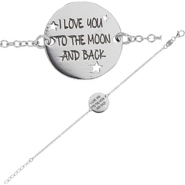 Les Trésors De Lily [Q9400] - Artisan Silver Bracelet 'Love' silver (rhodium plated) - 15 mm (I love you to the Moon and back) silver