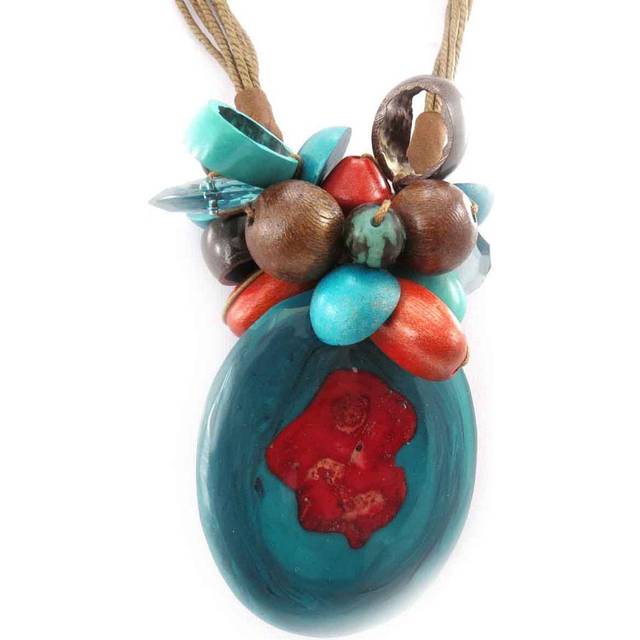 Les Trésors De Lily [J9188] - Brown Turquoise 'Altai' Designer Necklace multicolour
