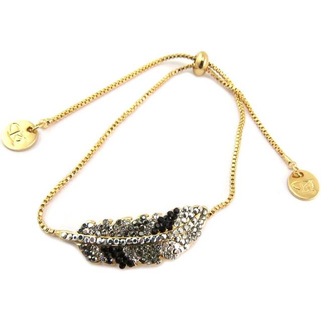 Les Trésors De Lily [P7057] - Designer bracelet 'Boho' gray black gold (feather) - 32x10 mm grey