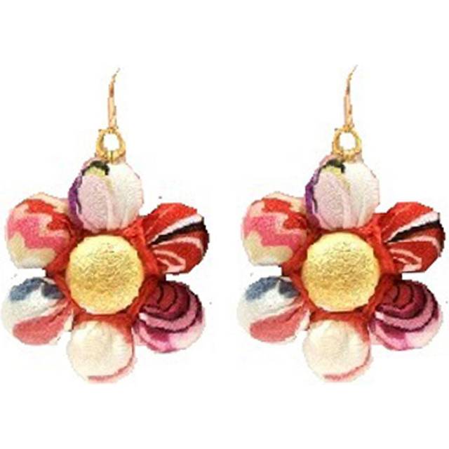 Les Trésors De Lily [R4261] - Handmade red 'Mistinguette' earrings (flower) - 30 mm red