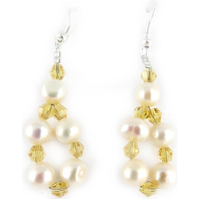 Les Trésors De Lily [K7282] - Ivory champagne 'Beauté Biwa' earrings yellow