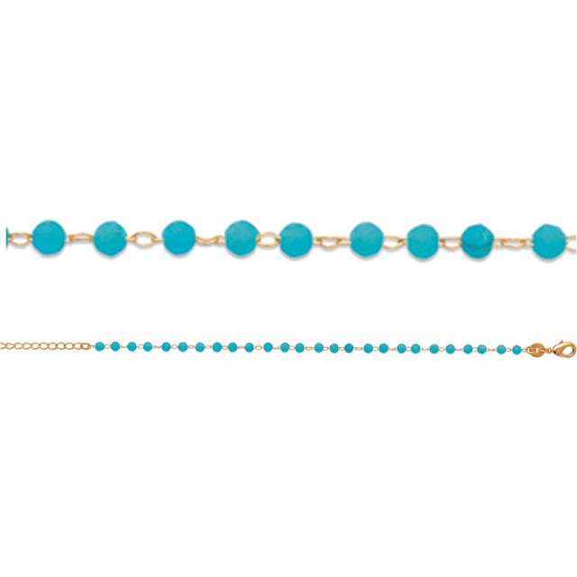 Les Trésors De Lily [R5828] - Guldpläterat armband 'Mineralia' turkost guld (kvartsit) - 3 mm turkos