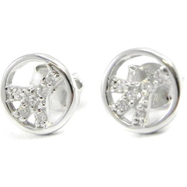 Les Trésors De Lily [I3728] - Silver Earrings 'Peace' silvery white (rhodium plated) - 8 mm silver