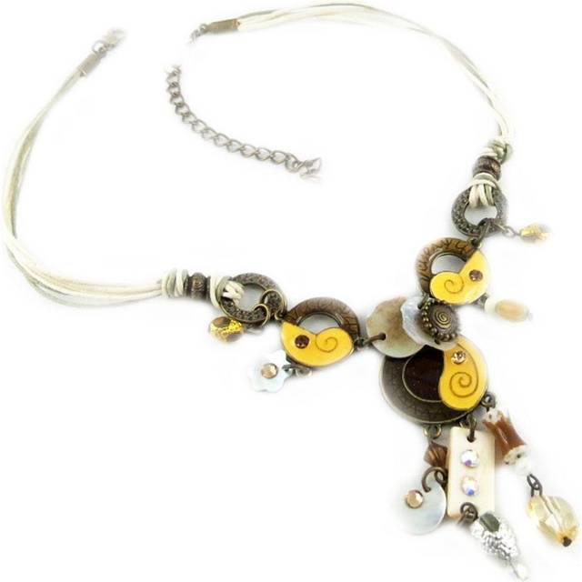 Les Trésors De Lily [D2066] - Designer Necklace 'Sofia' Beige / Brown brown