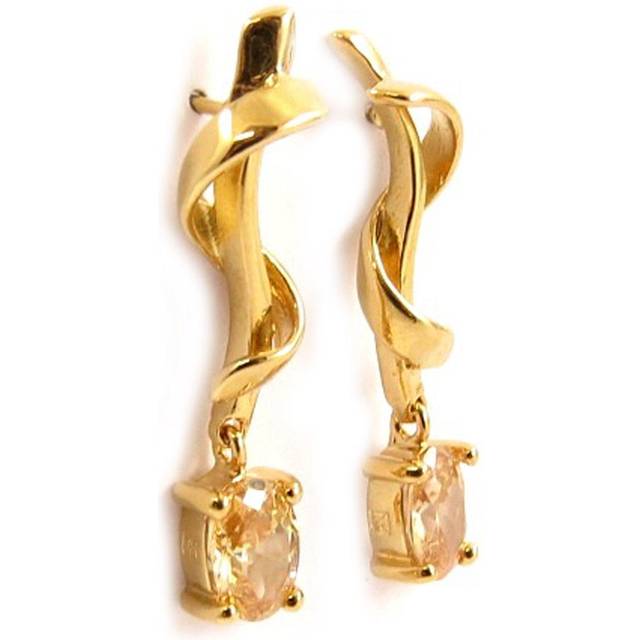 Les Trésors De Lily [C5600] - Gold Plated Earrings 'Adeline' Amber brown