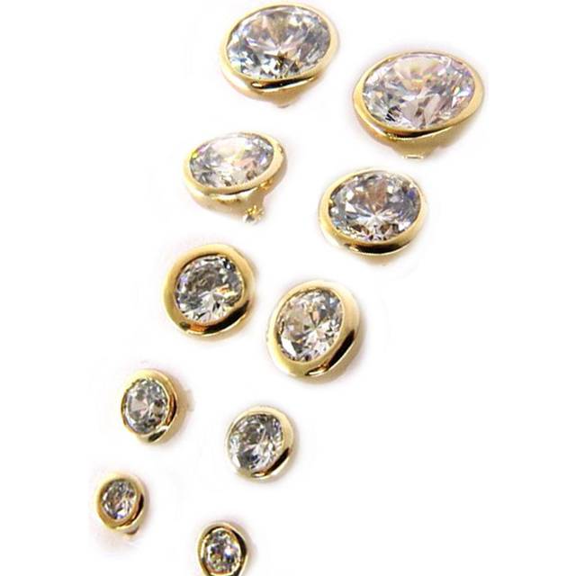 Les Trésors De Lily [M1098] - 5 par vitguldpläterade 'Unika' örhängen (2 till 6 mm) vit