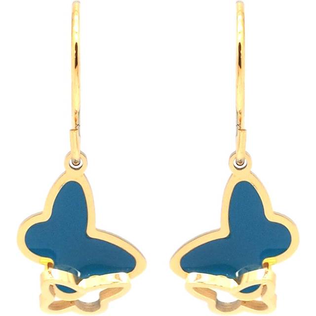 Les Trésors De Lily [R4458] - Steel designer earrings 'Butterfly' golden turquoise - 10x8 mm turquoise