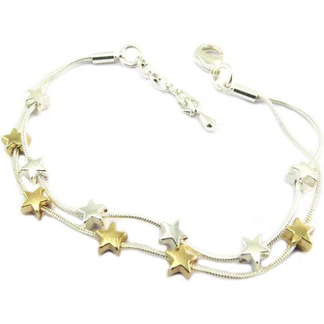 Les Trésors De Lily [P8458] - Designer bracelet 'Une Etoile est Née' silver gold - 2 rows - 6x6 mm gold