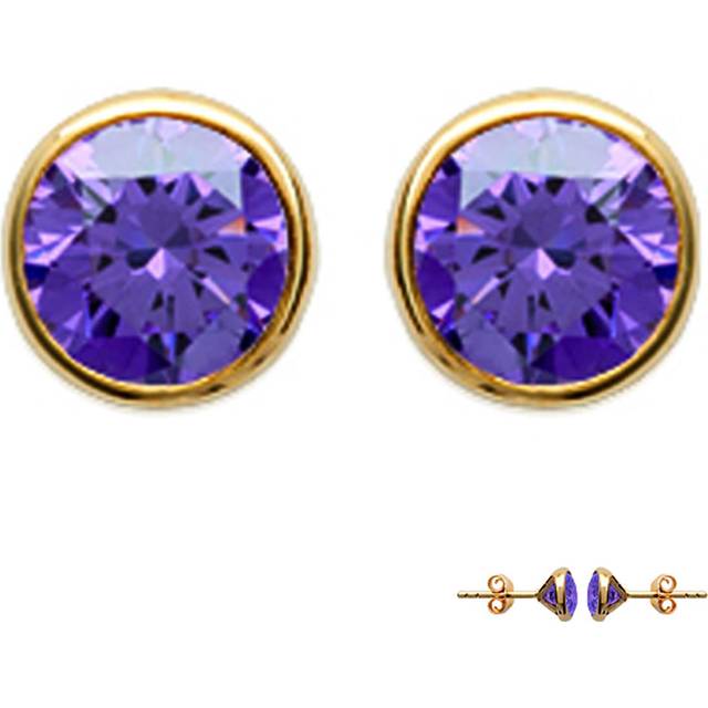 Les Trésors De Lily [M1789] - Guldpläterade 'Unika' ametistörhängen 6 mm violett