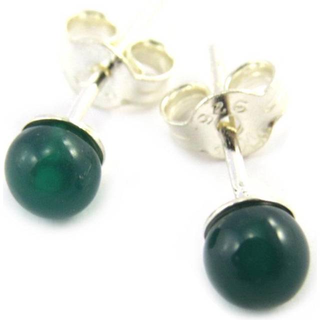 Les Trésors De Lily [M7015] - Grön agat 'Mineralia' örhängen - 4 mm grön
