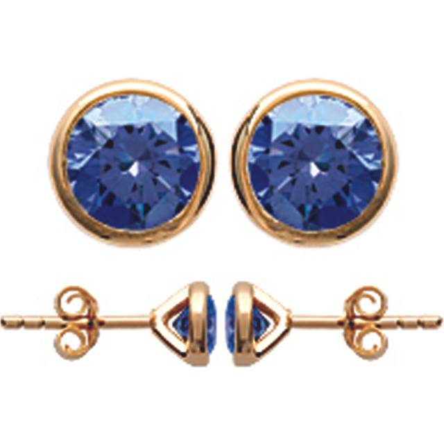 Les Trésors De Lily [M1793] - Gold Plated 'Unique' Gold Sapphire Earrings - 5 mm blue