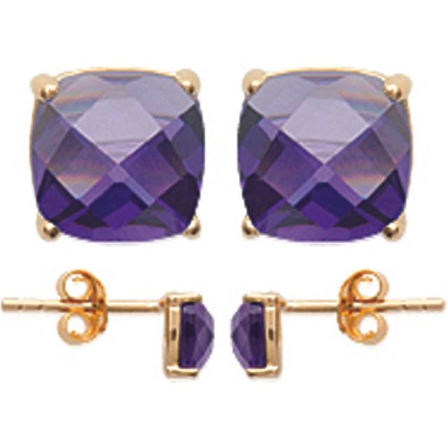 Les Trésors De Lily [K3792] - Guldpläterade 'Unika' gyllene ametistörhängen - 6x6 mm violett