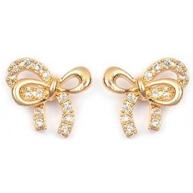 Les Trésors De Lily [M9455] - White gold plated 'Romantic Knot' gold plated earrings - 9x9 mm