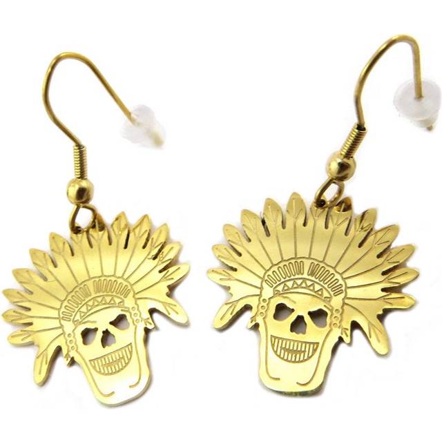 Les Trésors De Lily [P4232] - Gold 'Navajo' Steel Earrings (Indian) - 20x20 mm gold